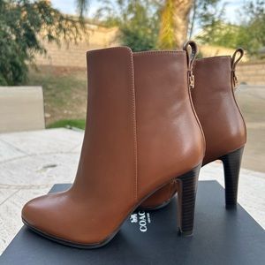 ✨NEW✨COACH Jemma Dark Saddle Brown Leather Ankle Booties